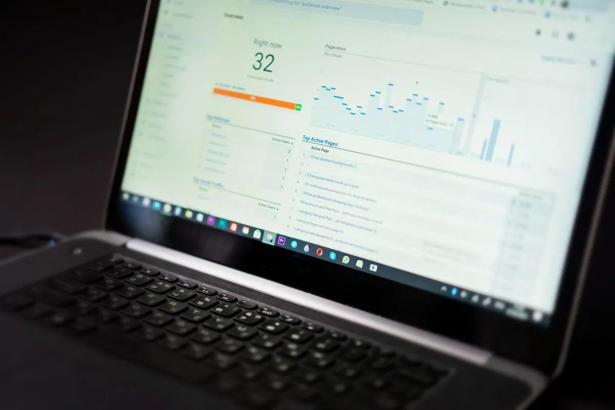 Laptop displaying an analytics dashboard